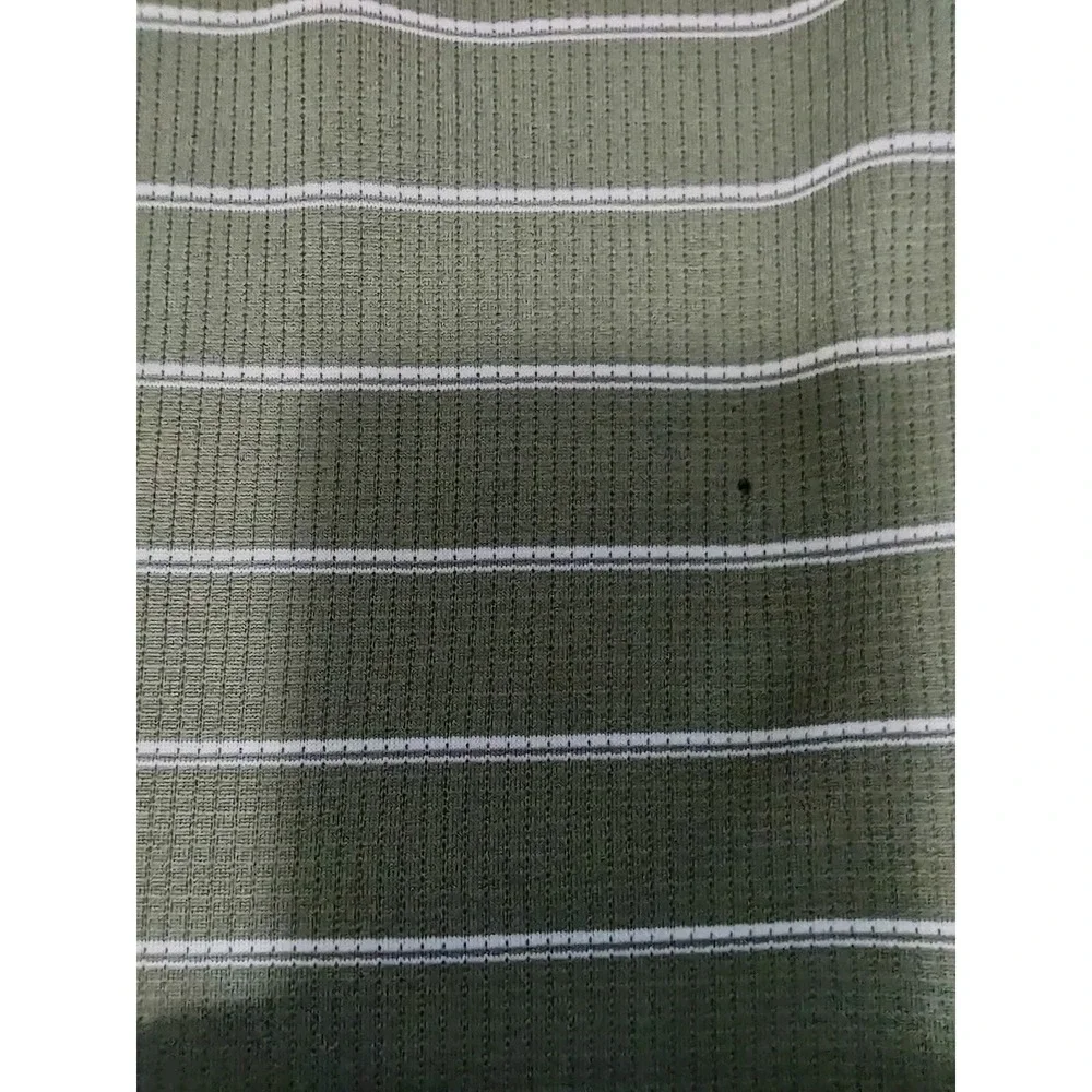 Nike Performance Polo Shirt Men's Large L Green Striped Collar Logo Short Sleeve